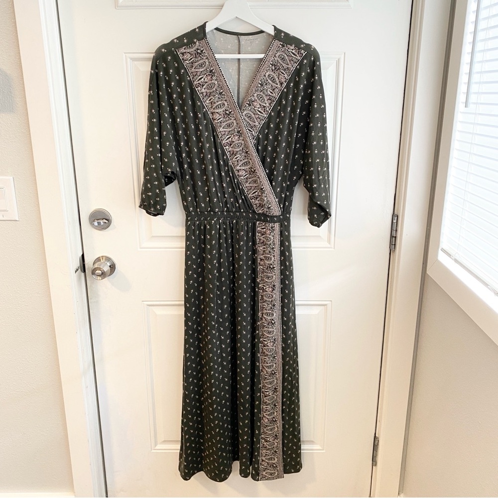 Garnet Hill batwing faux wrap midi maxi dress